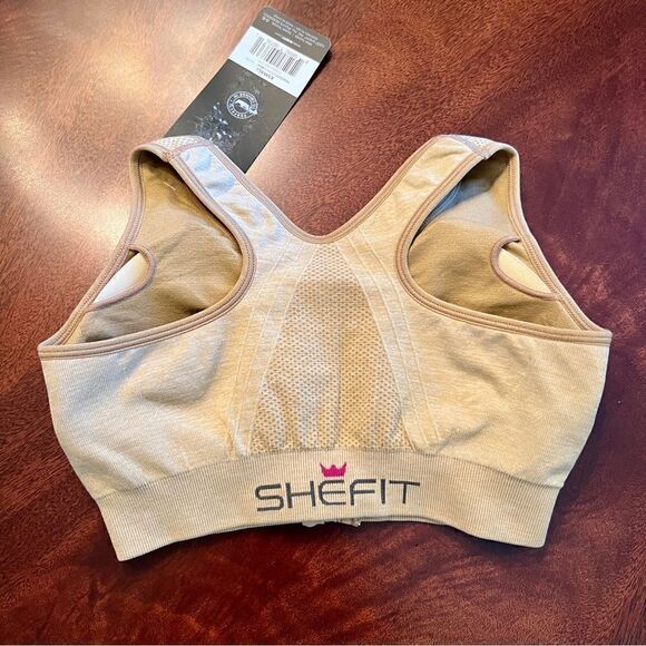 NWT Shefit Zip Front Lounge Bra Honey Wheat Tan XS - Picture 2 of 3